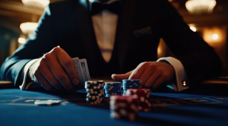 Tampilan meja kasino langsung j2000m dengan dealer profesional siaran real-time